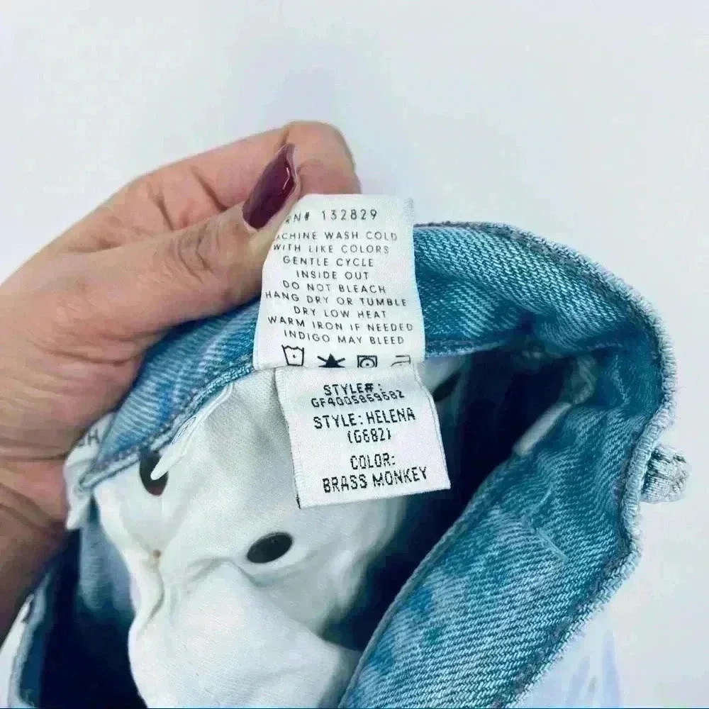 Grlfrnd Helena Straight Jeans Women's‎ 25 Blue High Rise Button Fly Distressed - Picture 13 of 14